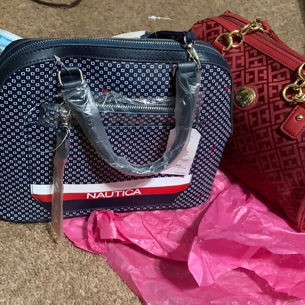 Tommy Hilfigure and Nautica satchels